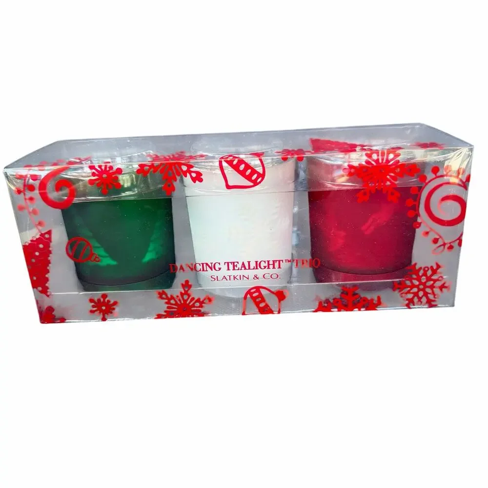 Slatkin Dancing Tealight Trio Christmas Candle Holder Gift Set of 3 NOS HTF